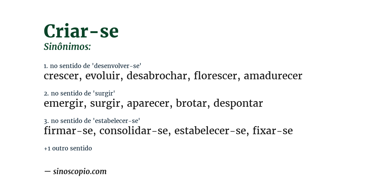 Sinônimo de criar-se