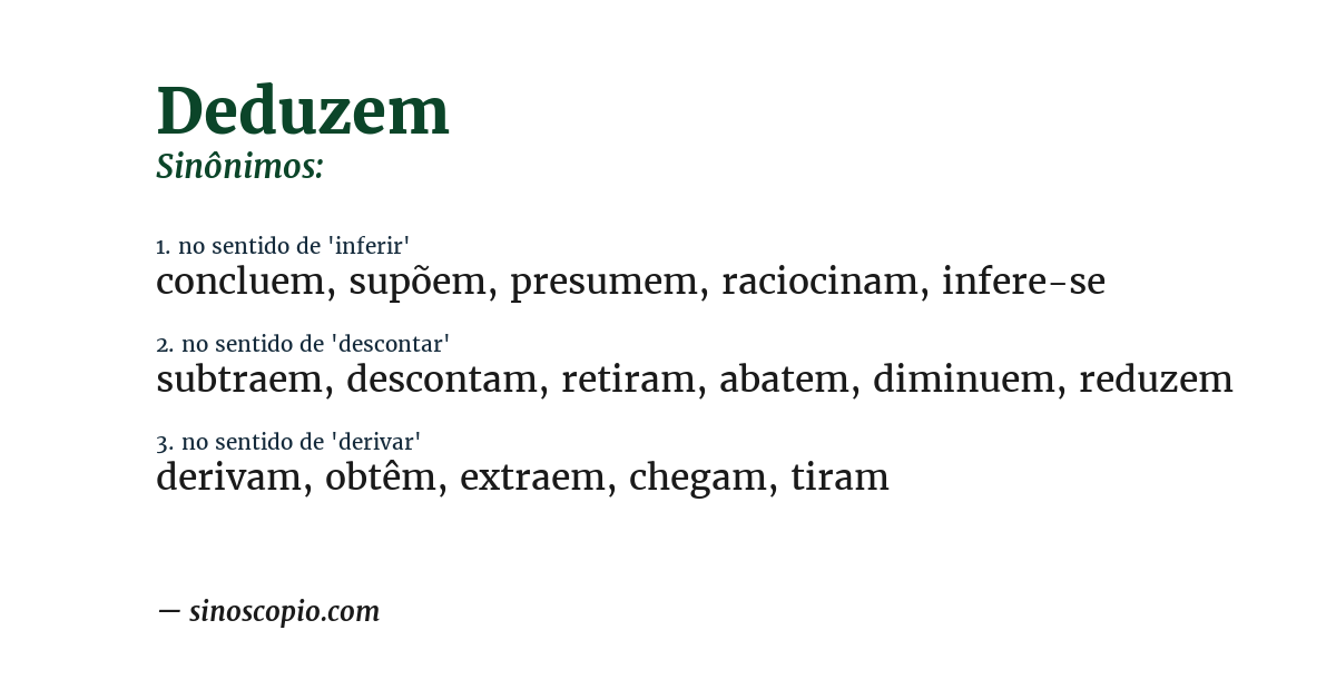 Sinônimo de deduzem