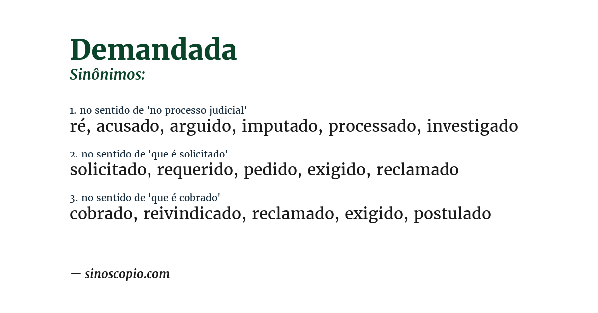 Sinônimo de demandada
