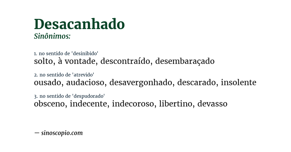 Sinônimo de desacanhado