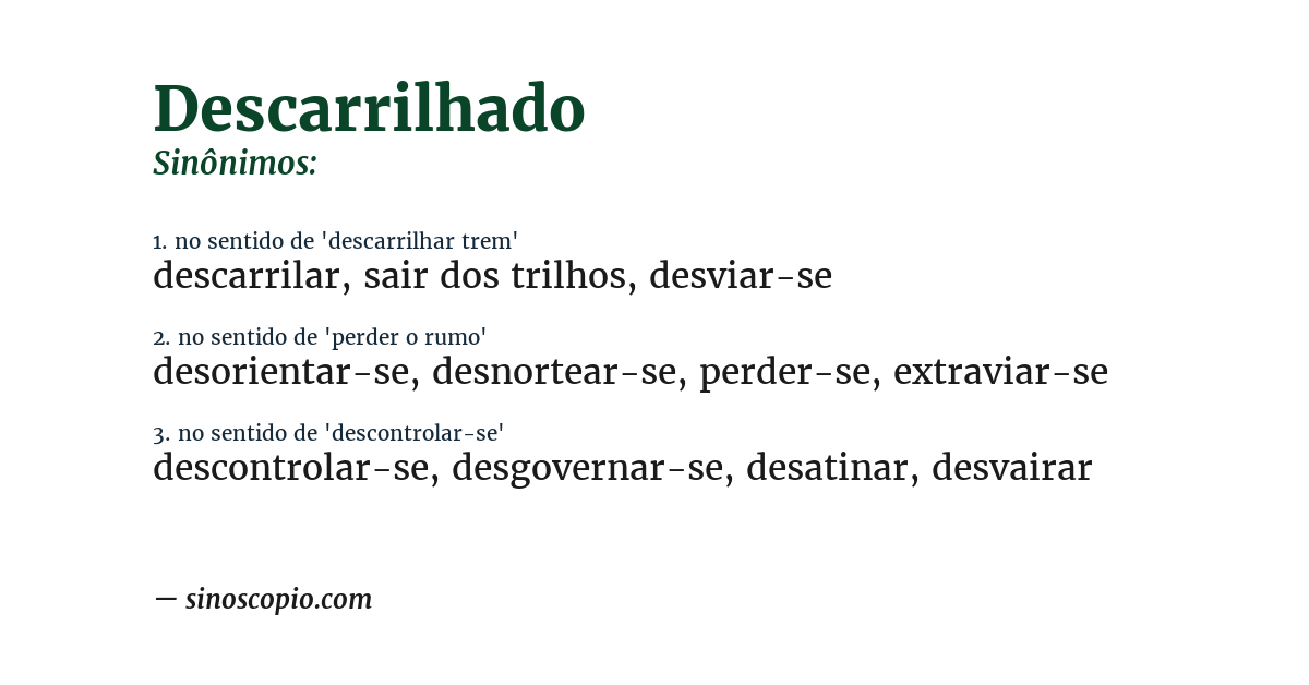 Sinônimo de descarrilhado