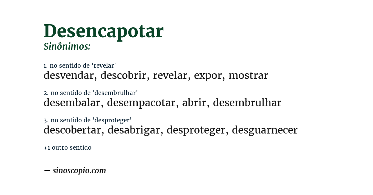 Sinônimo de desencapotar