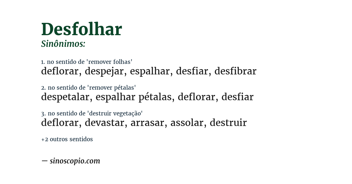 Sinônimo de desfolhar