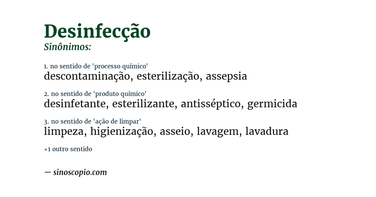 Sinônimo de desinfecção