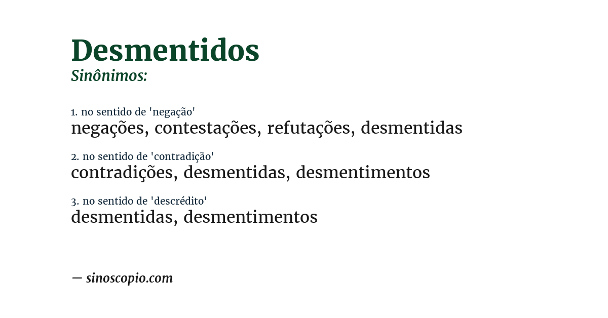 Sinônimo de desmentidos