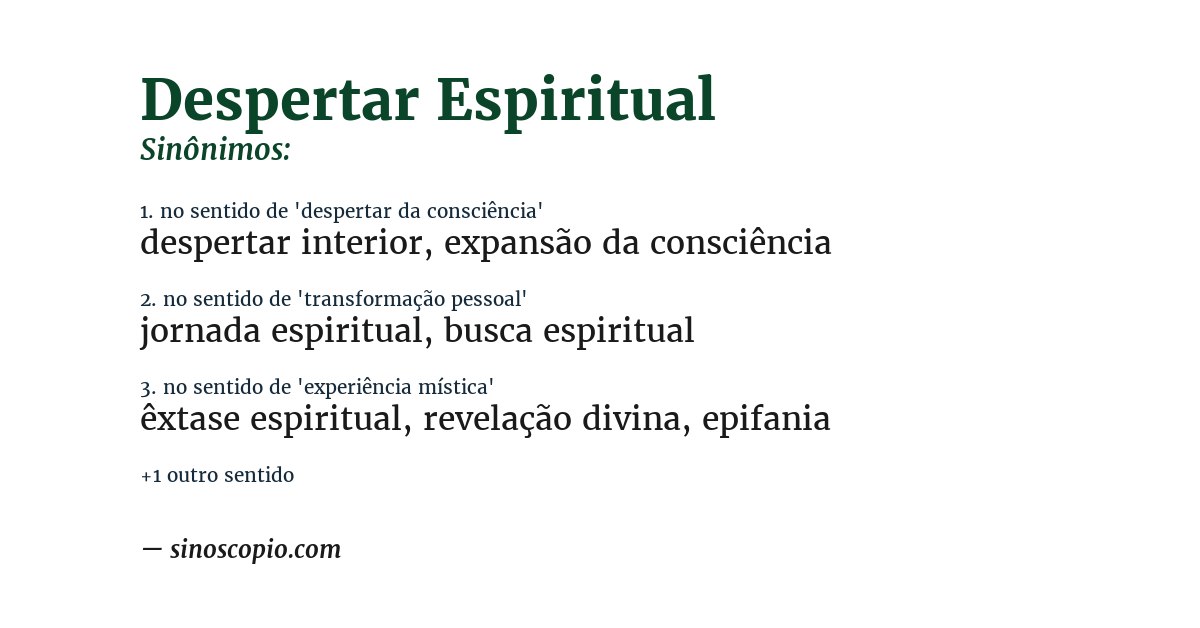 Sinônimo de despertar espiritual