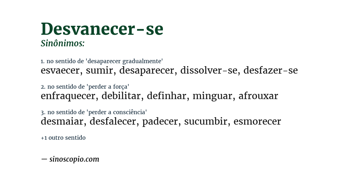 Sinônimo de desvanecer-se