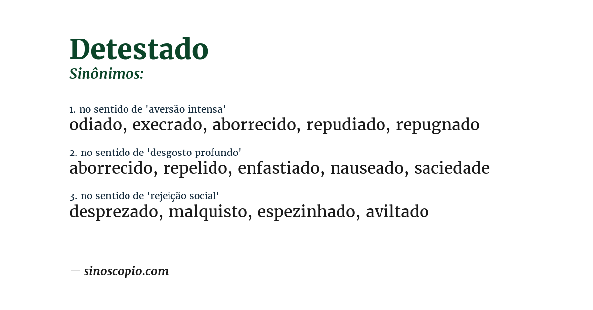 Sinônimo de detestado