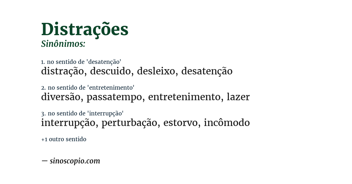 Sinônimo de distrações