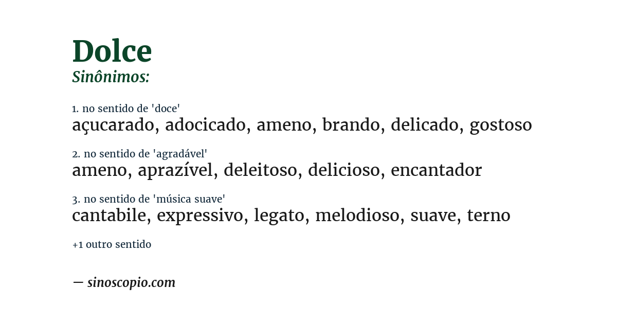 Sinônimo de dolce