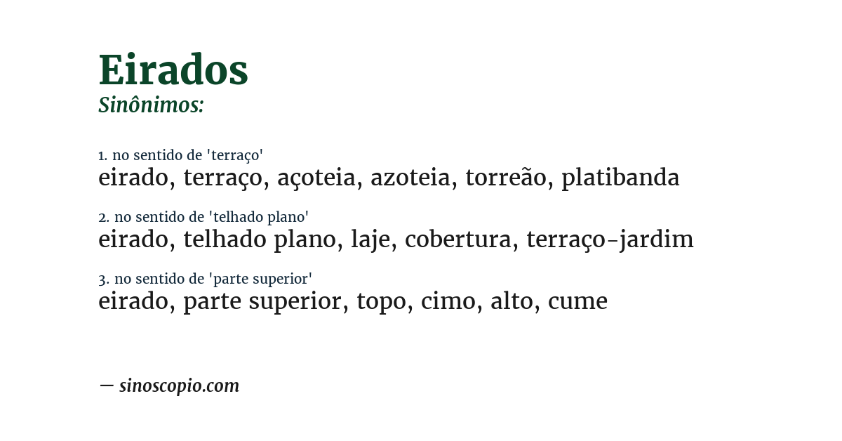 Sinônimo de eirados