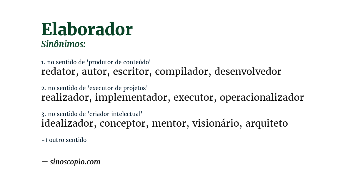 Sinônimo de elaborador