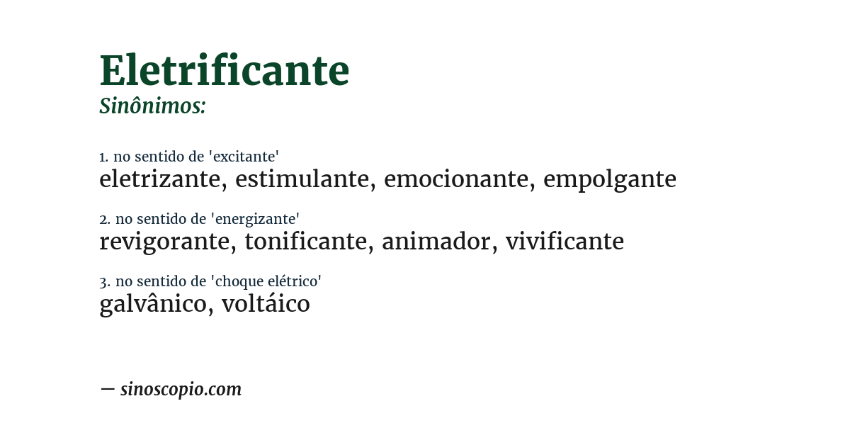 Sinônimo de eletrificante