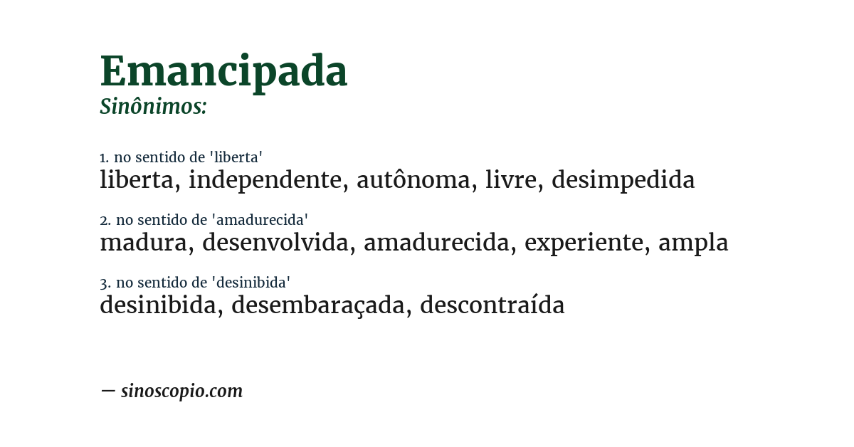 Sinônimo de emancipada