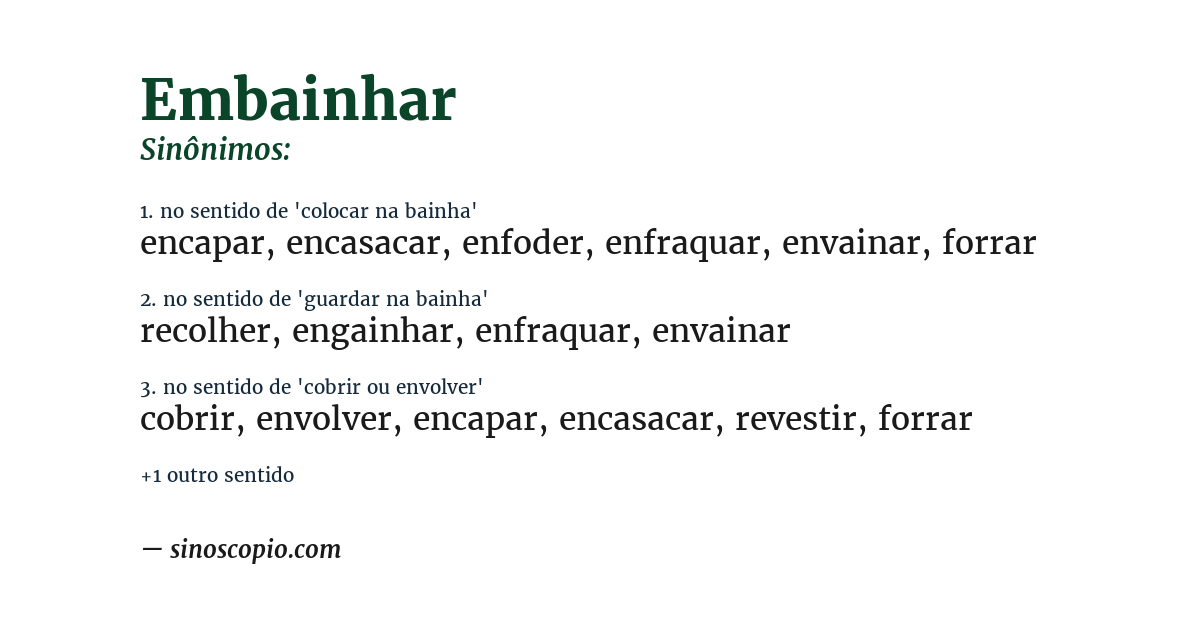 Sinônimo de embainhar