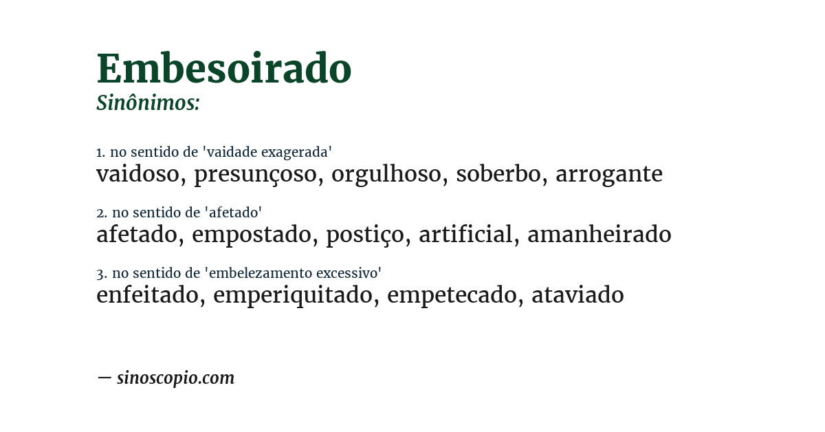Sinônimo de embesoirado