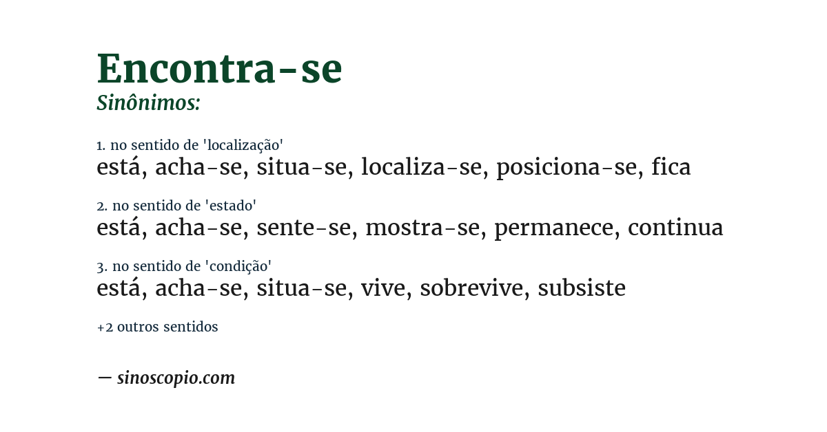 Sinônimo de encontra-se