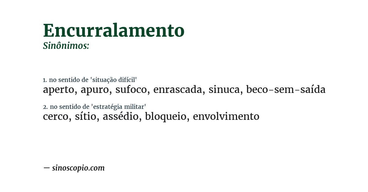 Sinônimo de encurralamento