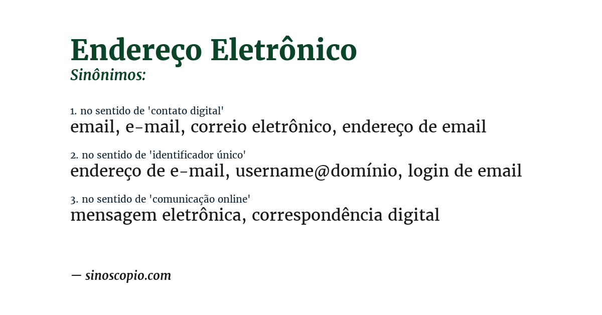 Sinônimo de endereço eletrônico