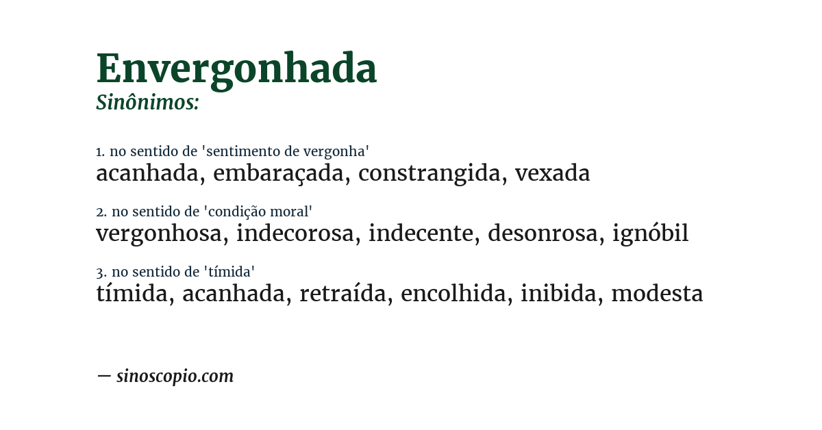 Sinônimo de envergonhada