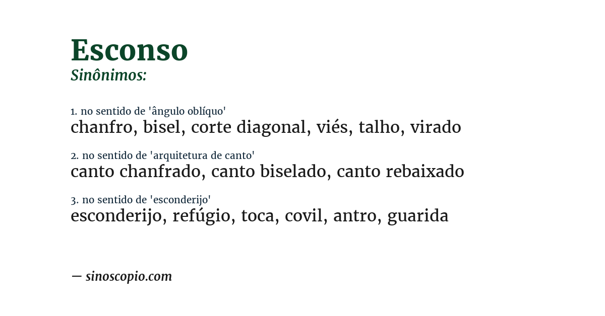 Sinônimo de esconso