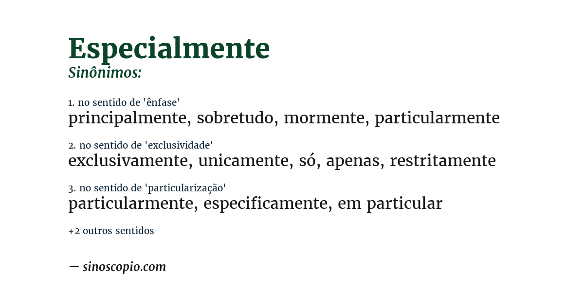 Sinônimo de especialmente