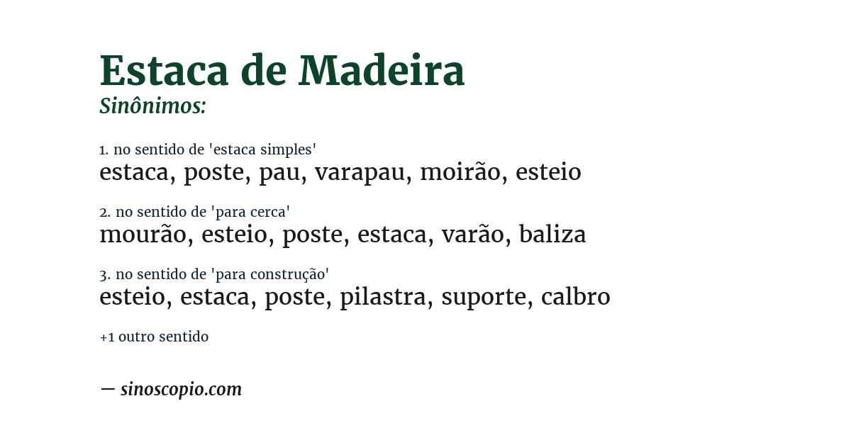 Sinônimo de estaca de madeira