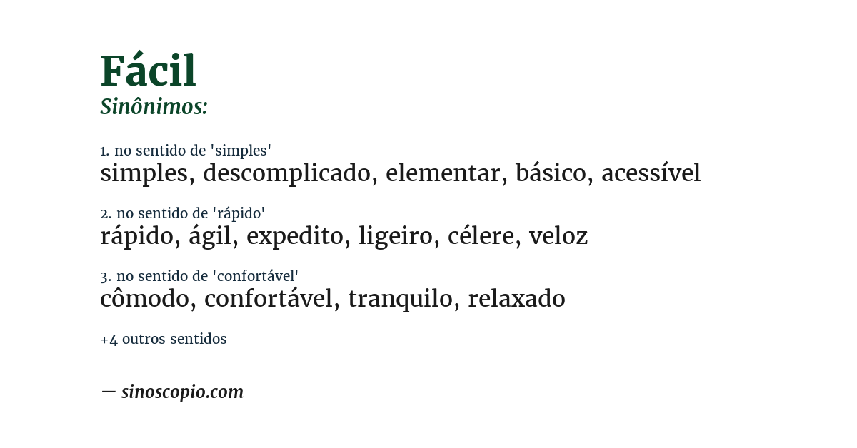 Sinônimo de fácil