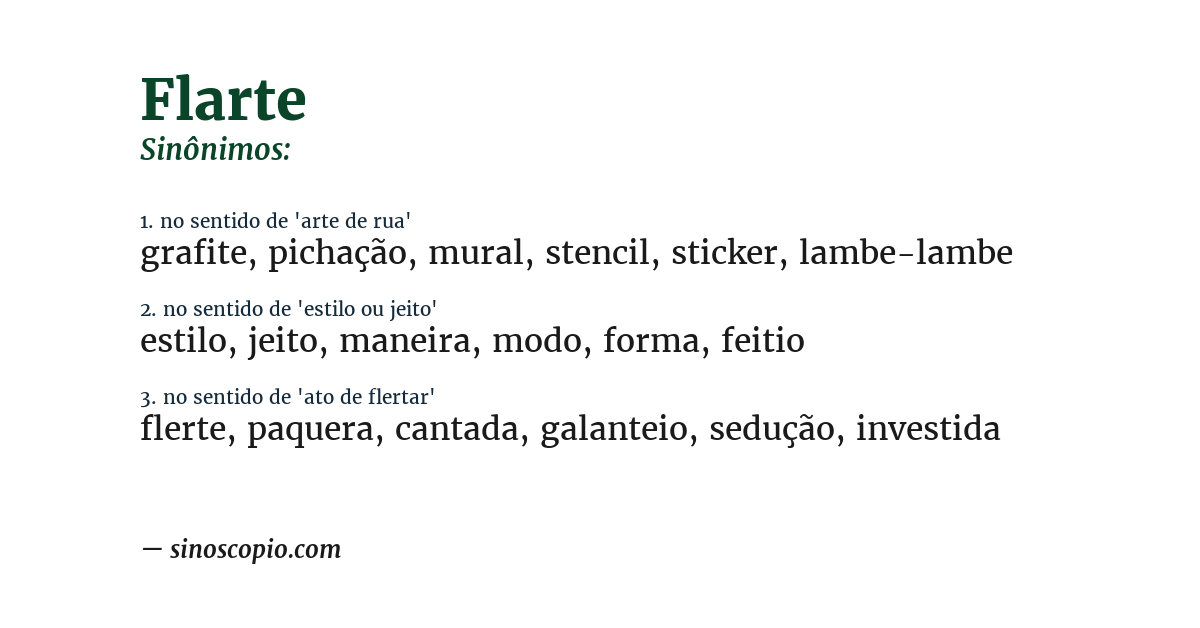 Sinônimo de flarte