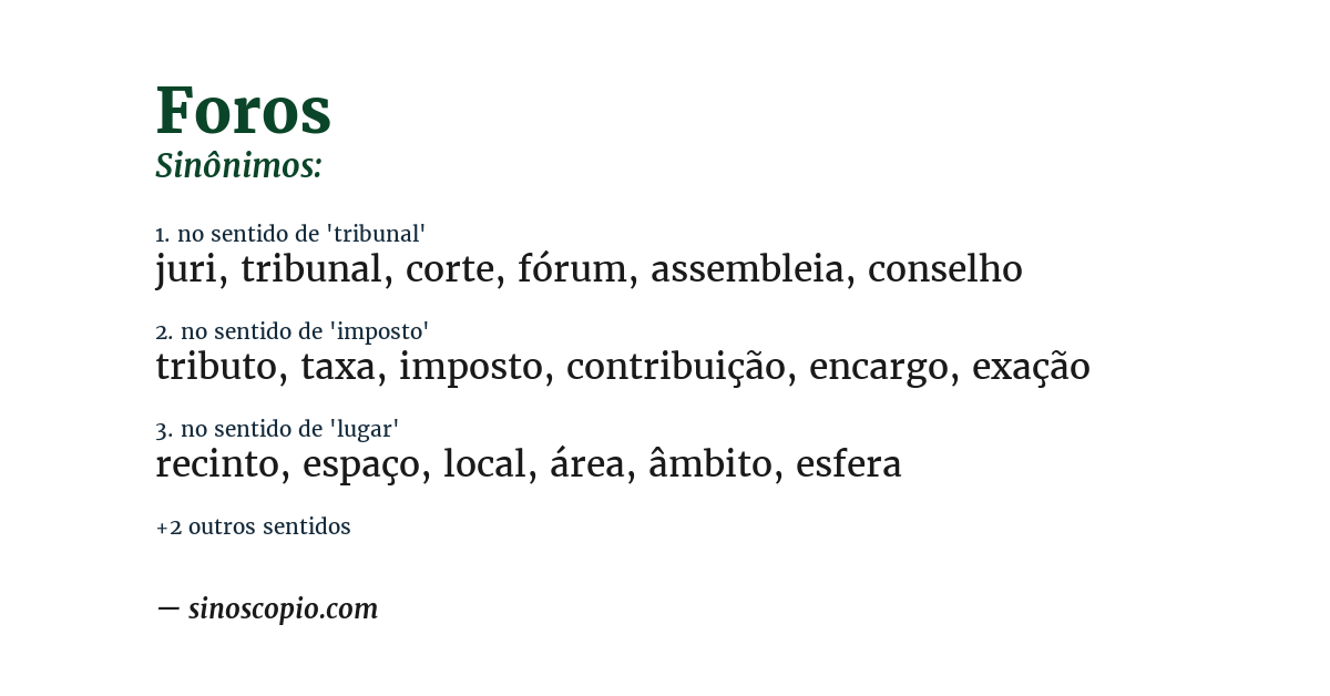 Sinônimo de foros