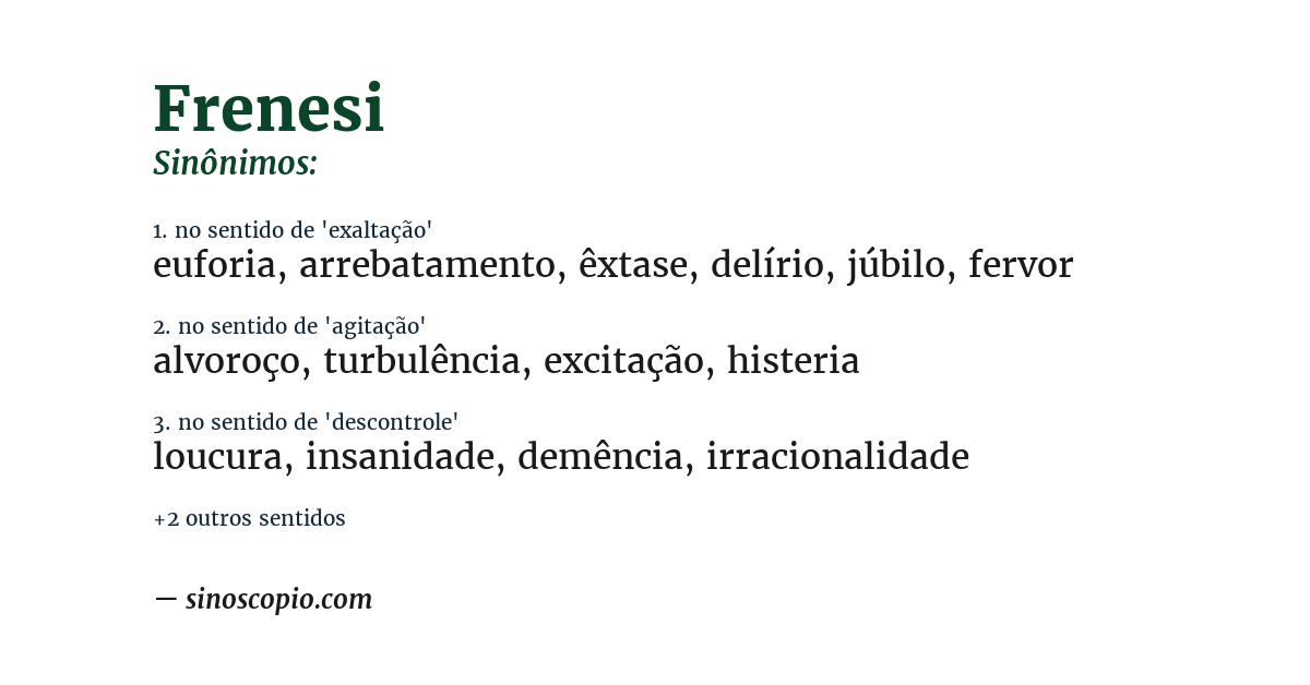 Sinônimo de frenesi