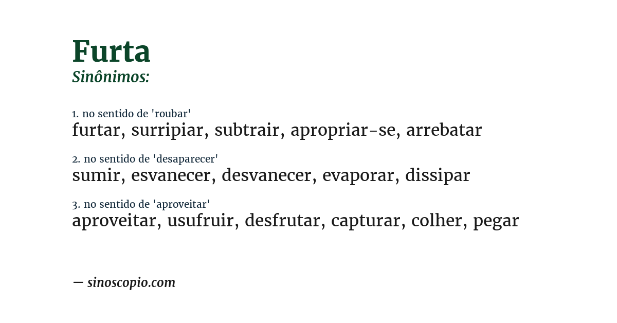 Sinônimo de furta