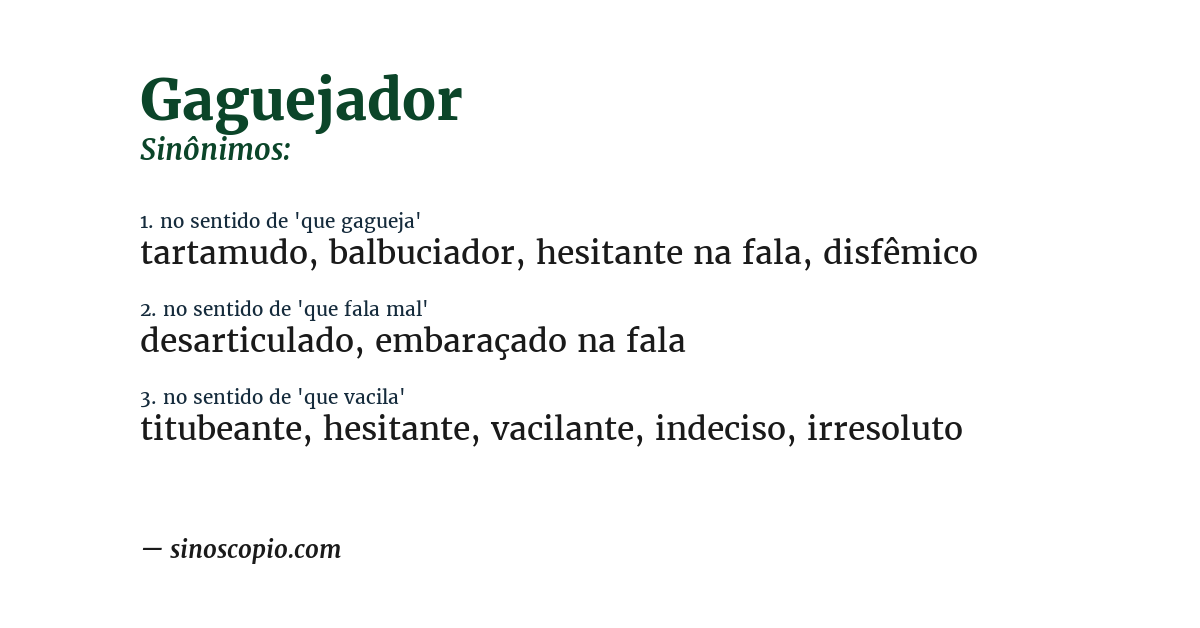 Sinônimo de gaguejador