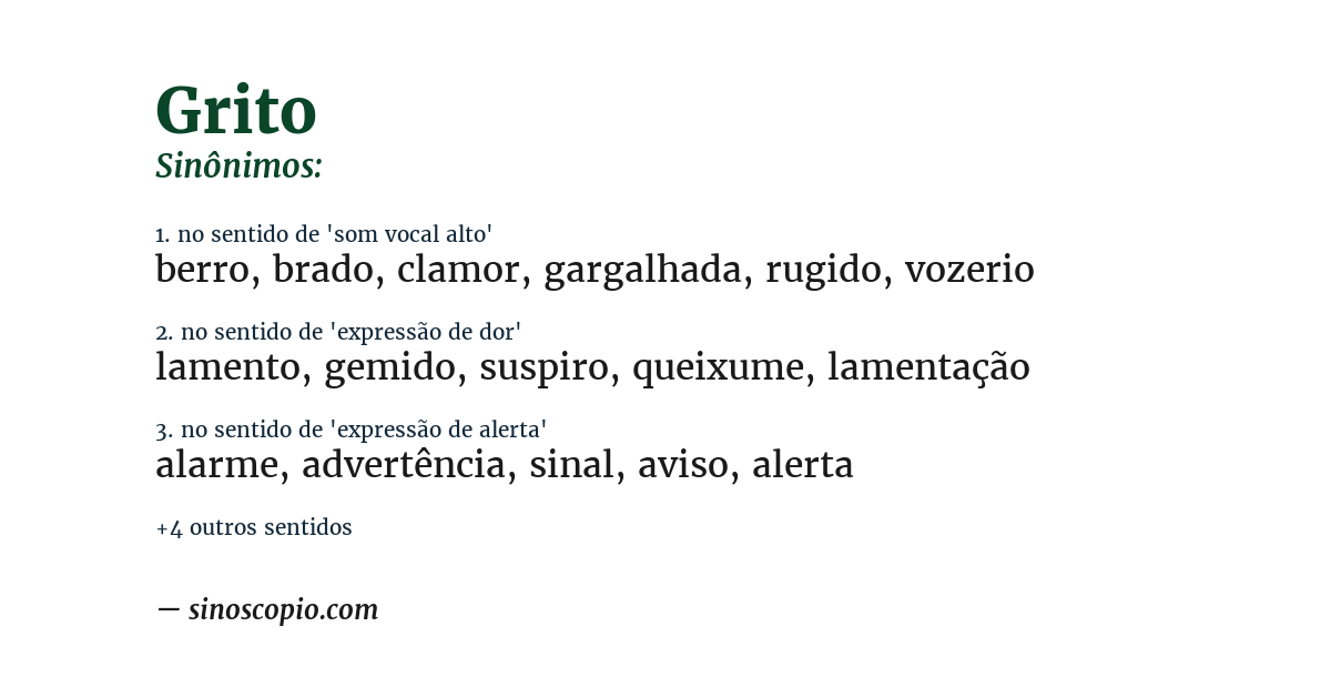 Sinônimo de grito