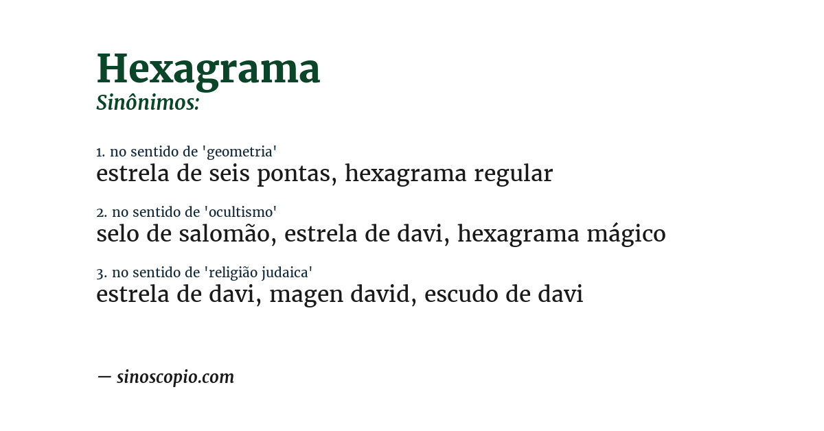 Sinônimo de hexagrama