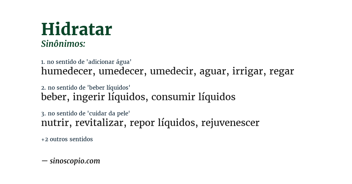 Sinônimo de hidratar