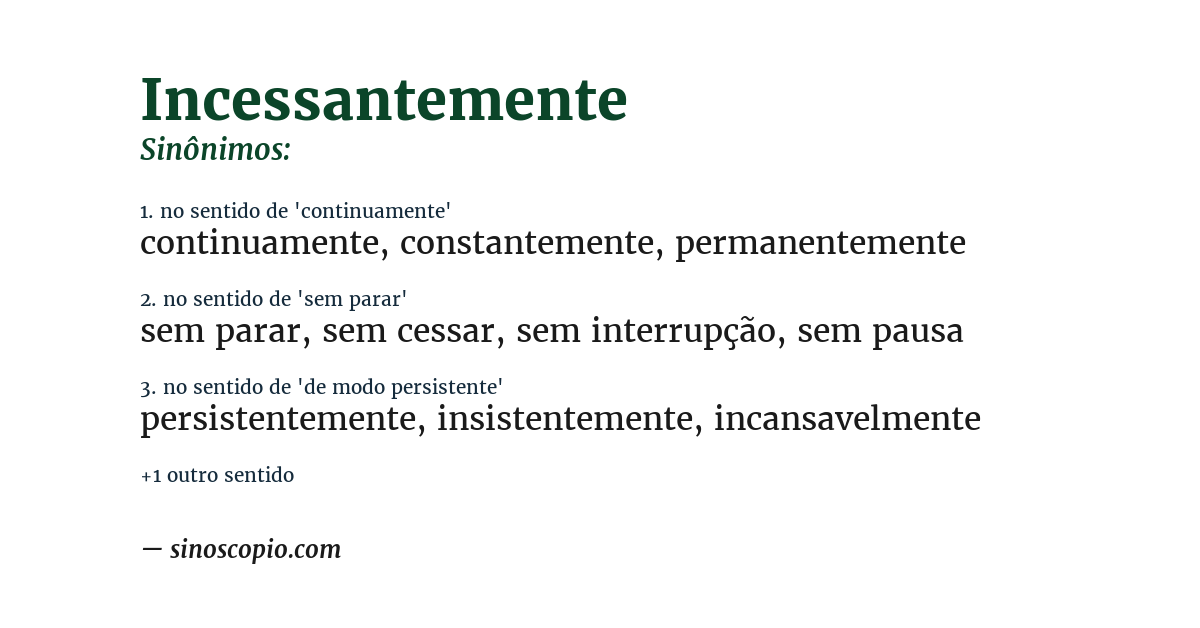Sinônimo de incessantemente