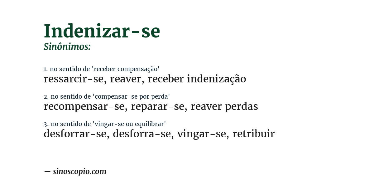 Sinônimo de indenizar-se