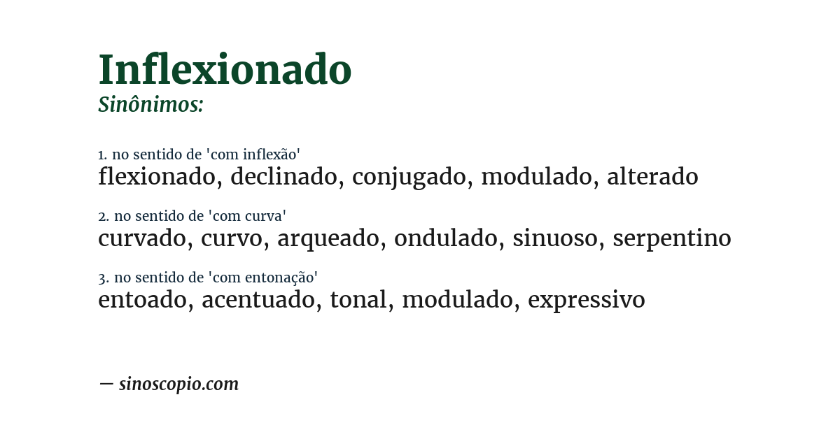 Sinônimo de inflexionado