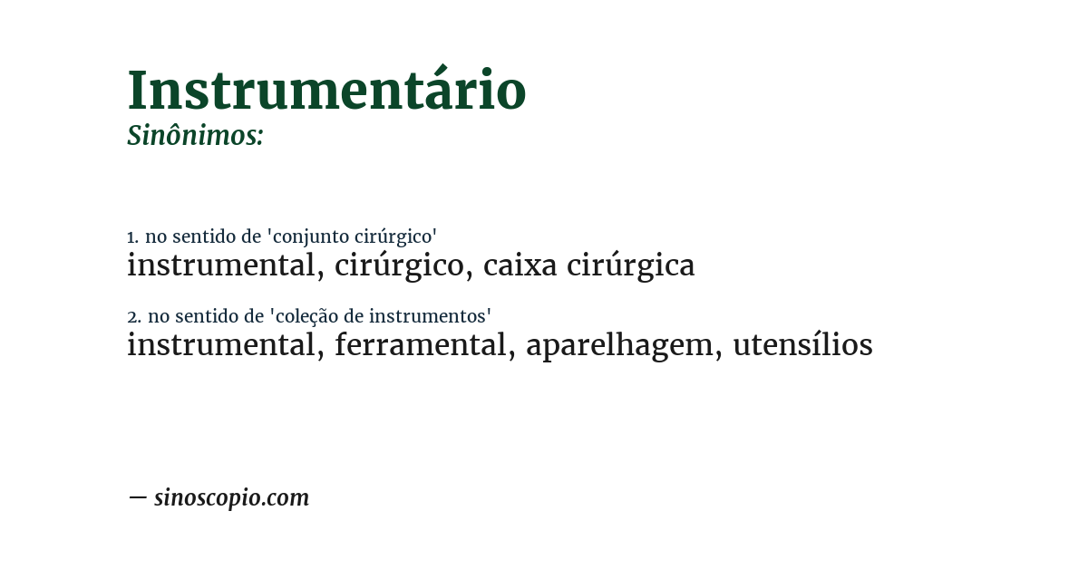 Sinônimo de instrumentário