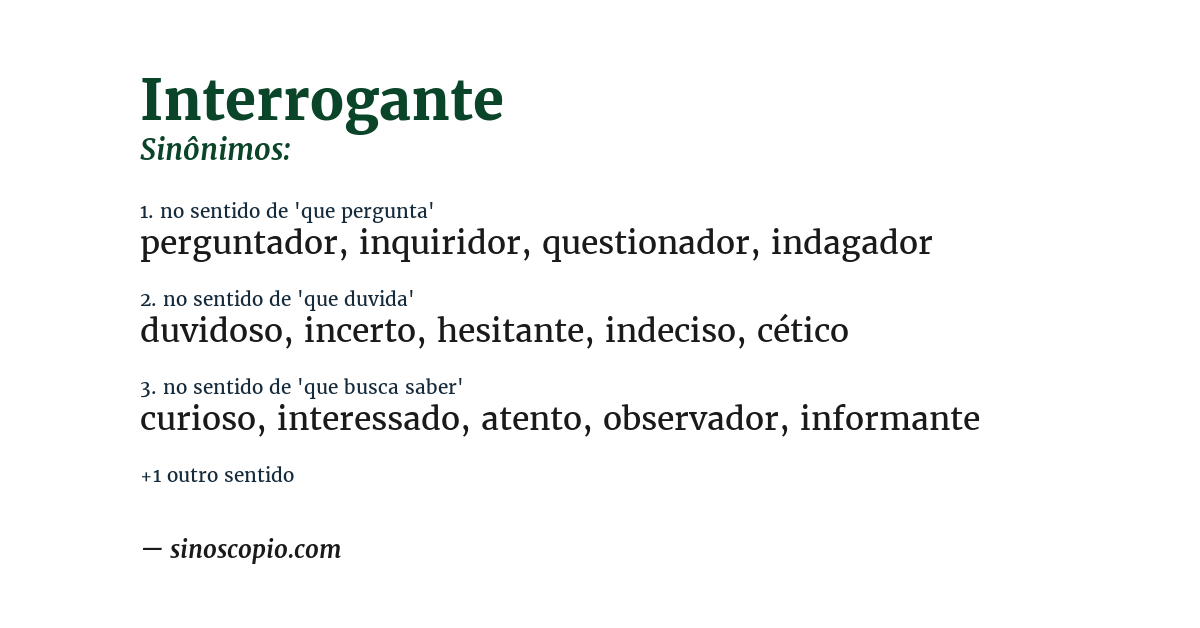 Sinônimo de interrogante