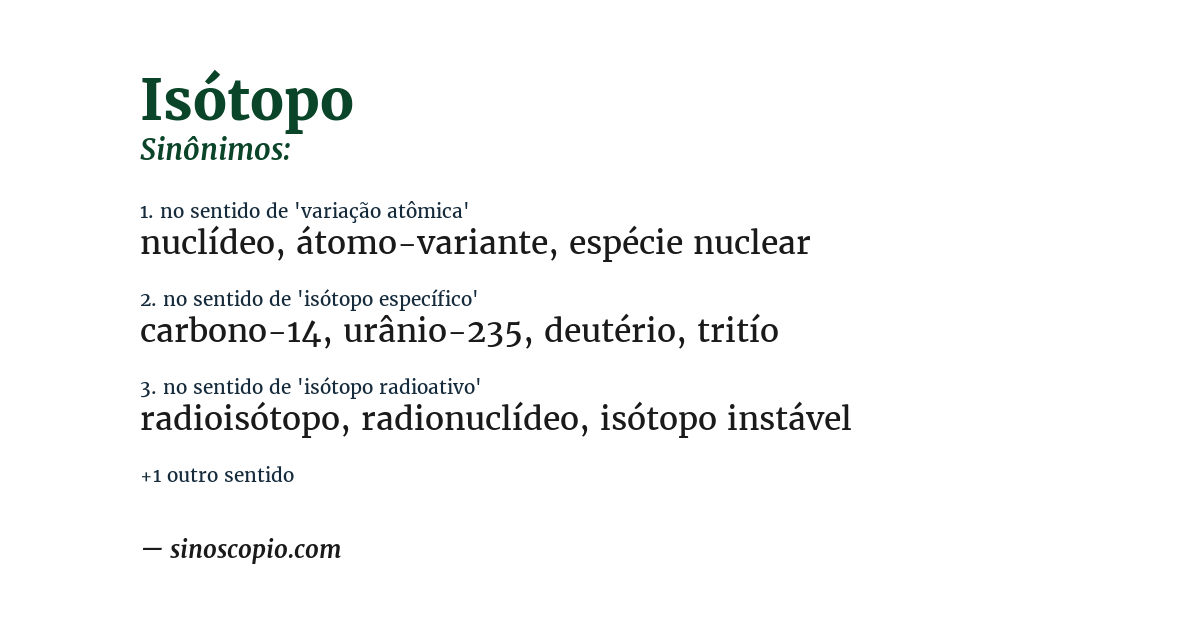 Sinônimo de isótopo
