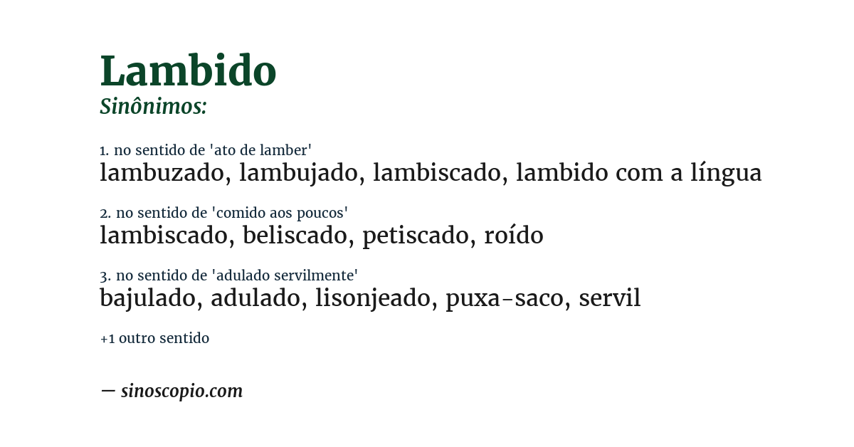 Sinônimo de lambido