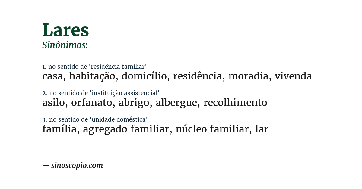Sinônimo de lares