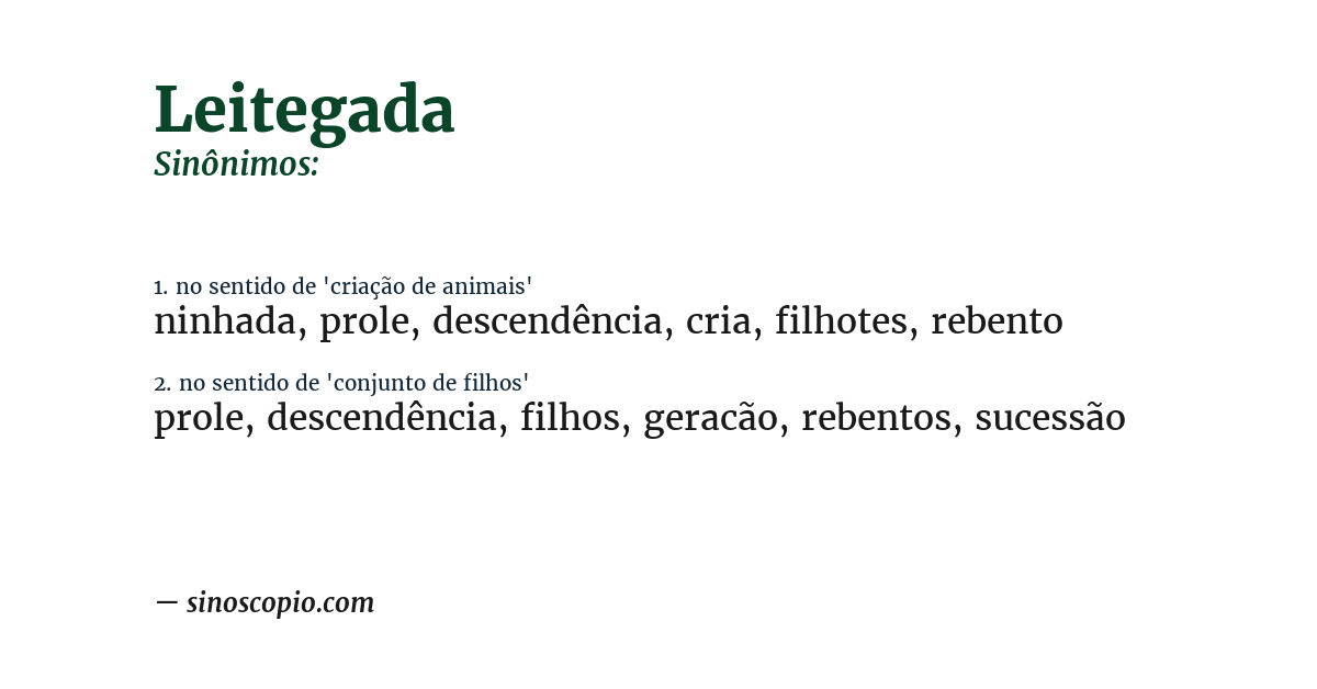 Sinônimo de leitegada