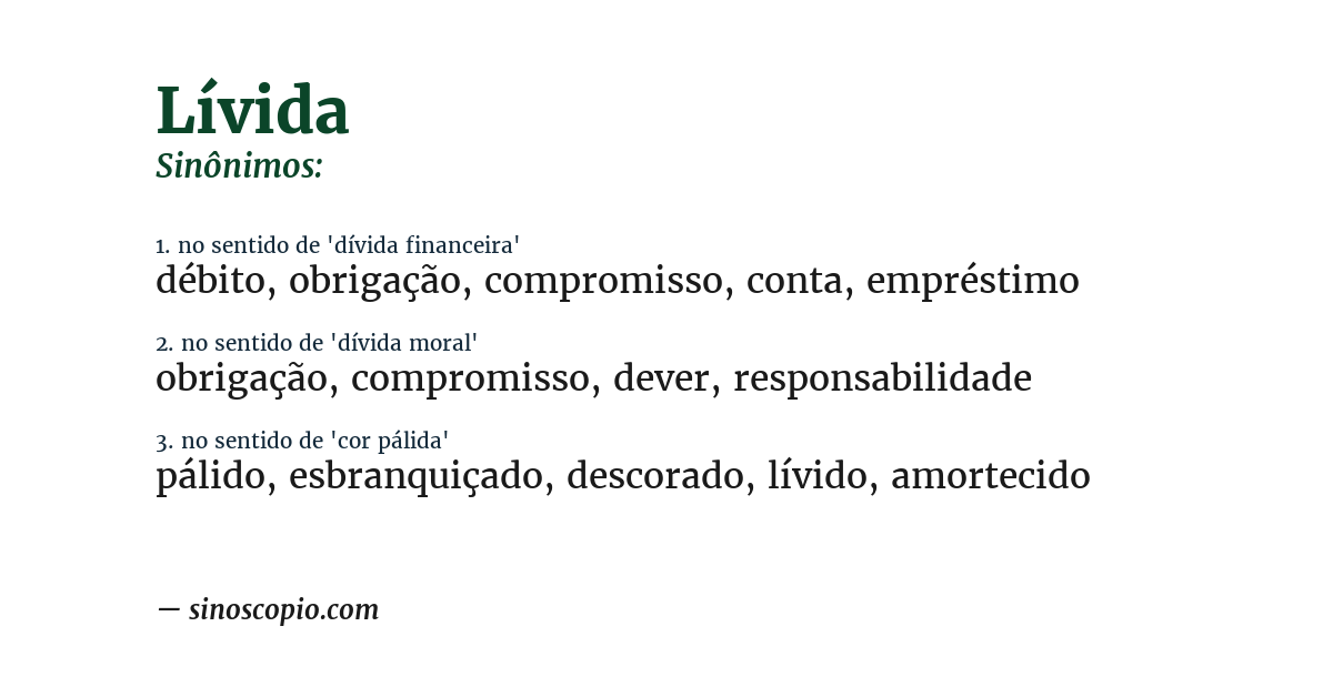 Sinônimo de lívida