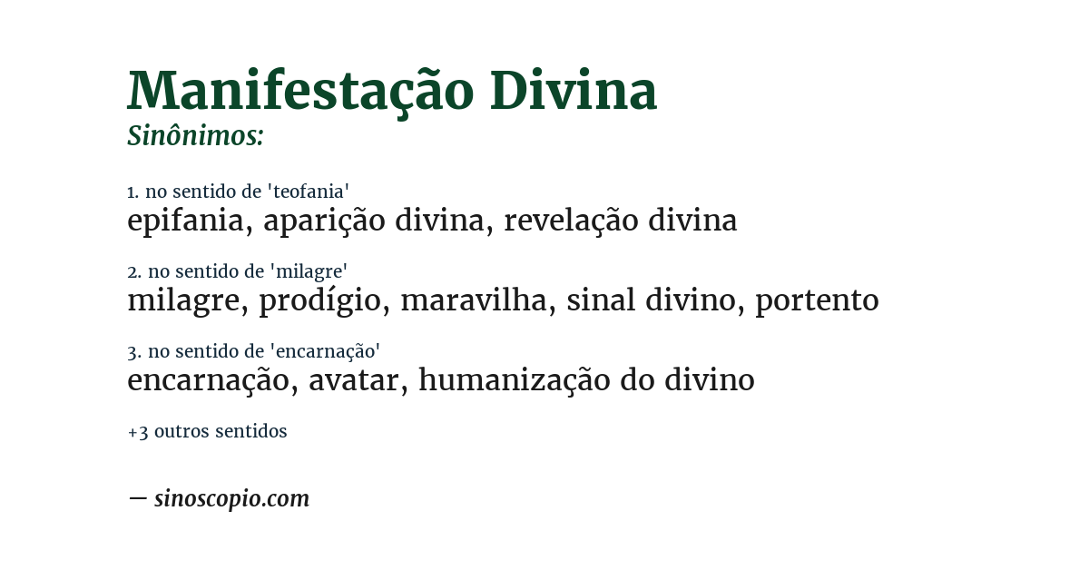 Sinônimo de manifestação divina