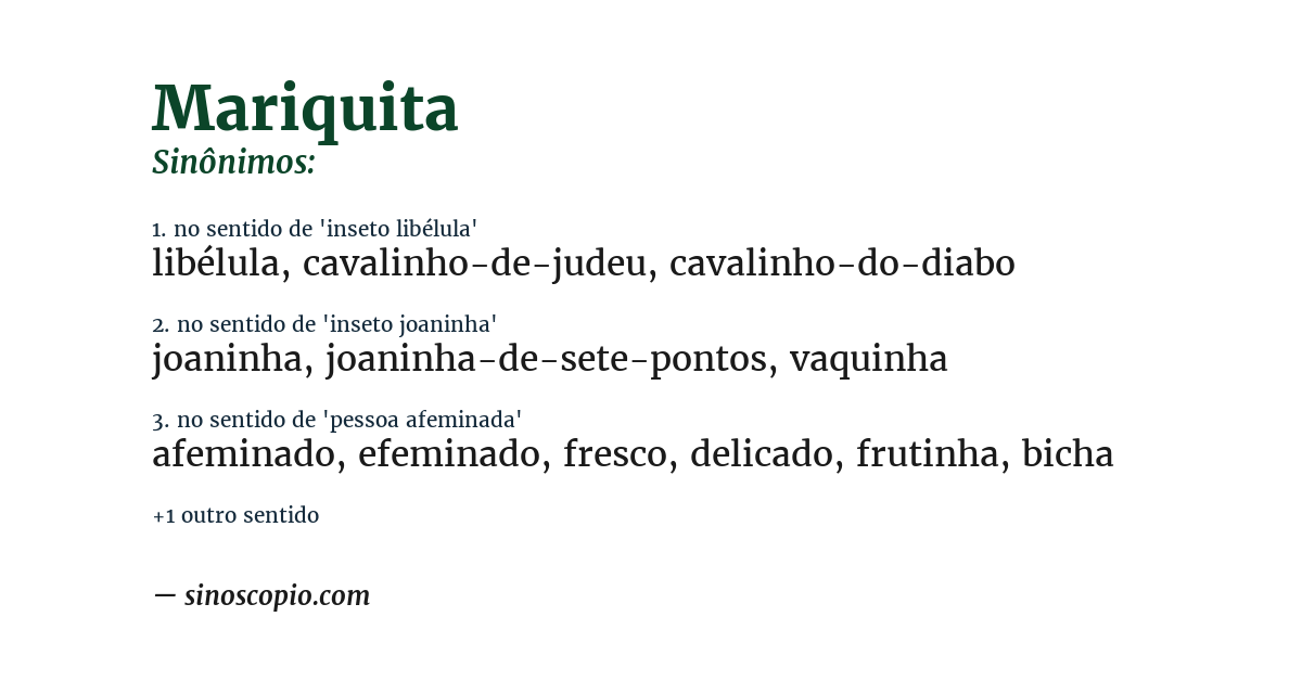 Sinônimo de mariquita