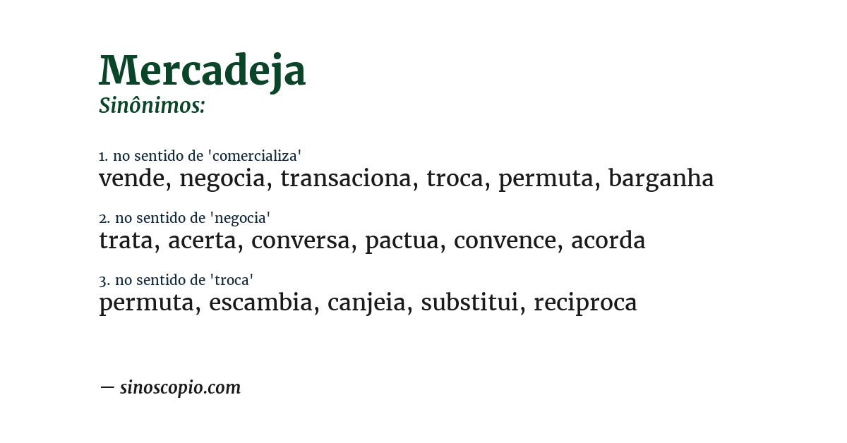 Sinônimo de mercadeja