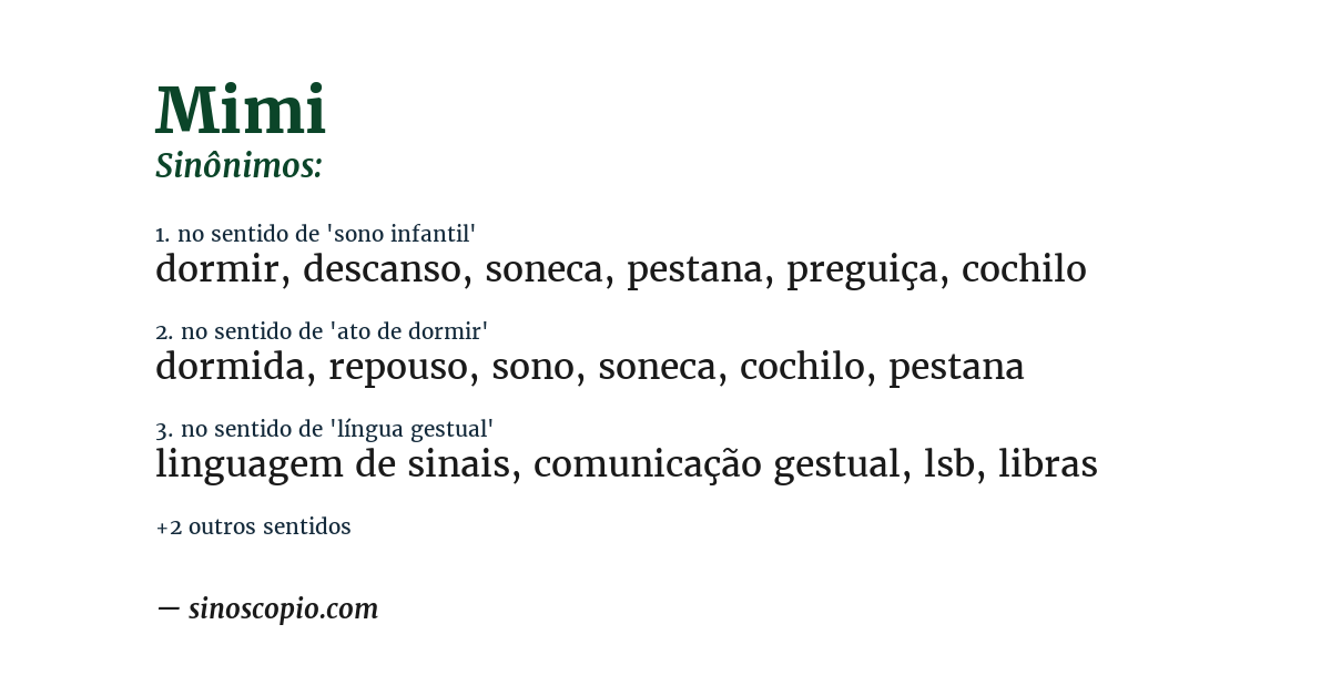 Sinônimo de mimi
